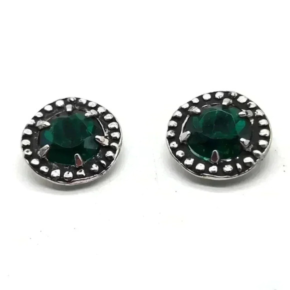Marcasite Green Halo Clip on Earrings - Picture 1 of 4